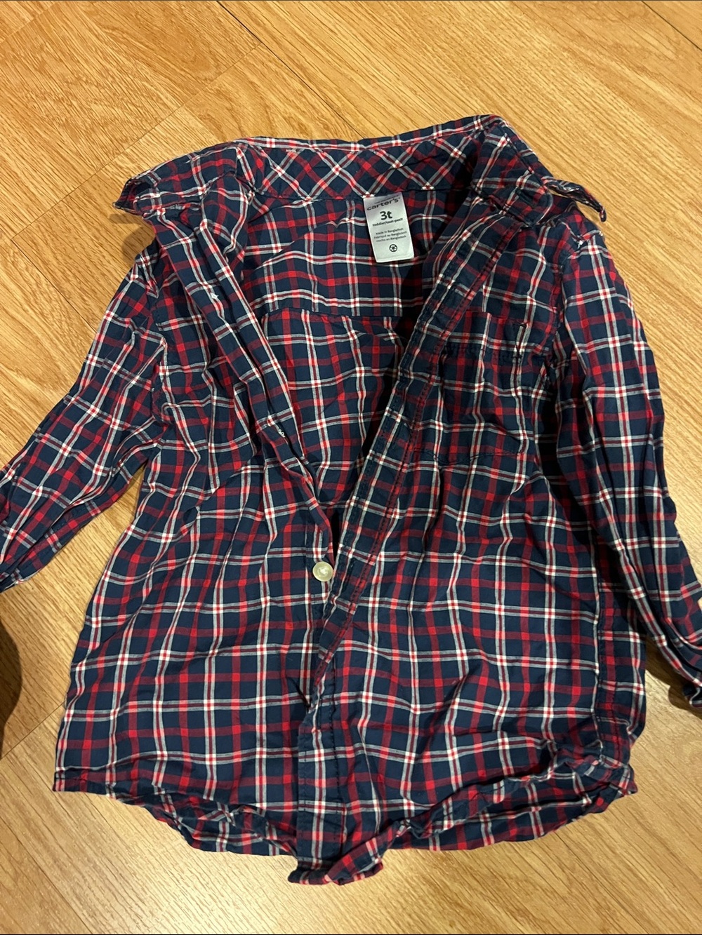 Carter's Navy, Red & White Plaid Button-Down Shirt